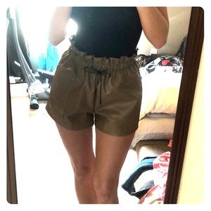 Brown Faux Leather Shorts